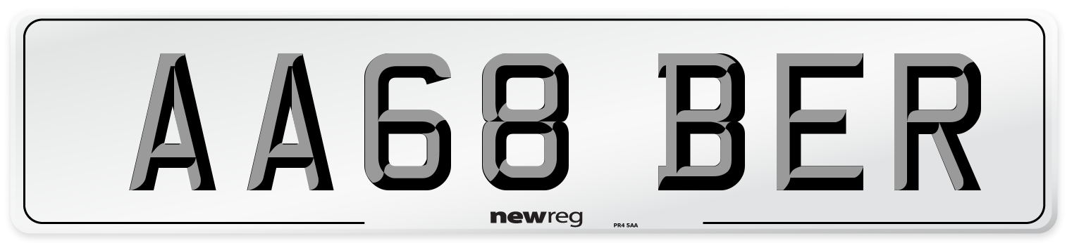 AA68 BER Number Plate from New Reg
